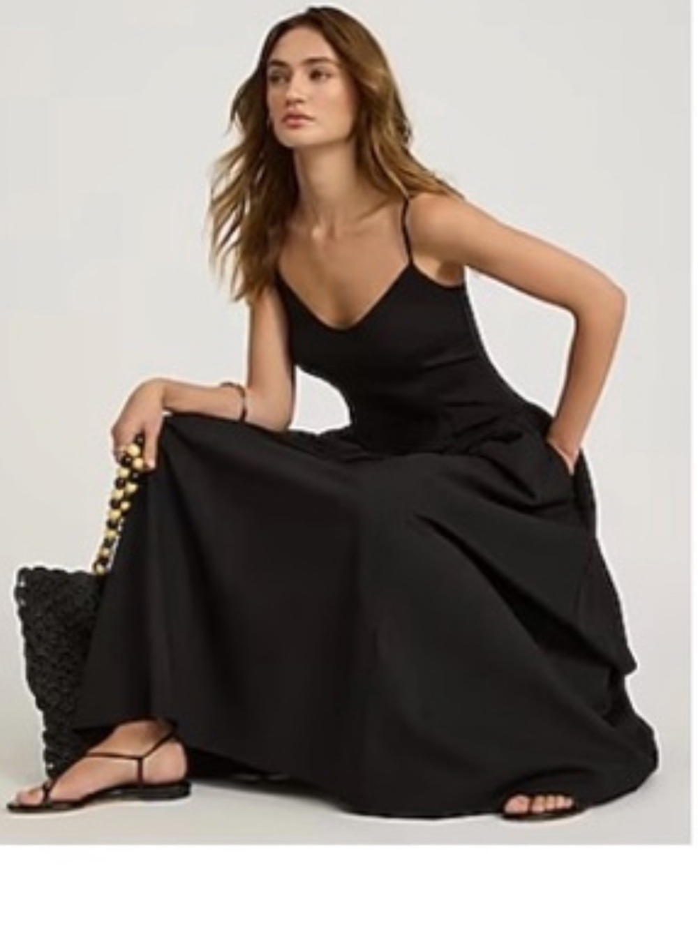 V neck drop waist maxi dress